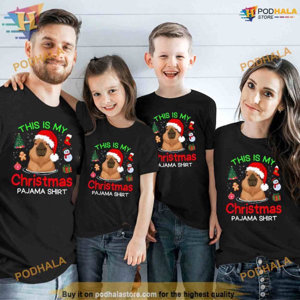 This is my Christmas Pajama Funny Capybara Xmas pjs Shirt