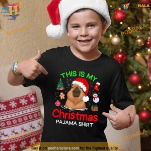 This is my Christmas Pajama Funny Capybara Xmas pjs Shirt 3