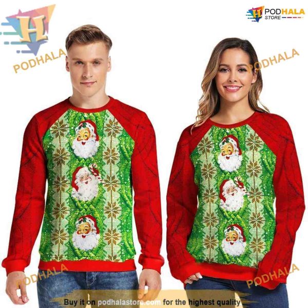 Three Santa 3D Xmas Sweatshirt 3D Hoodie, Funny Christmas Gifts