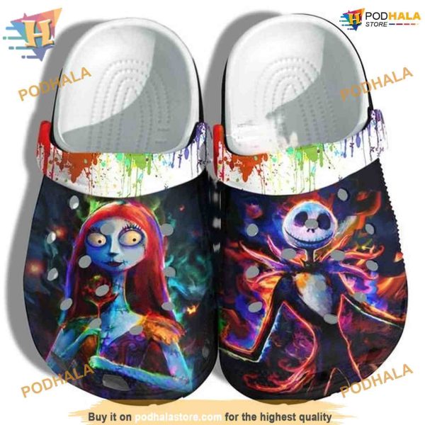 Tie Dye Jack Skellington Crocs, Funny Halloween and Christmas Gifts