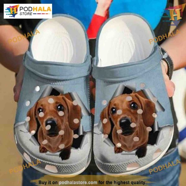 Torn Happy Dachshund Crocs, Creative Xmas Gifts for Dog Enthusiasts