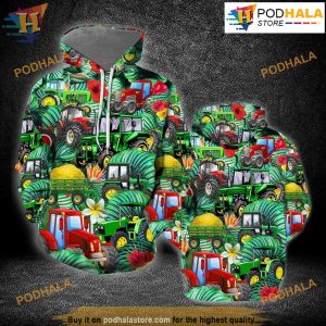 Tractor Tropical 3D Funny Hoodie Christmas, Xmas Gifts