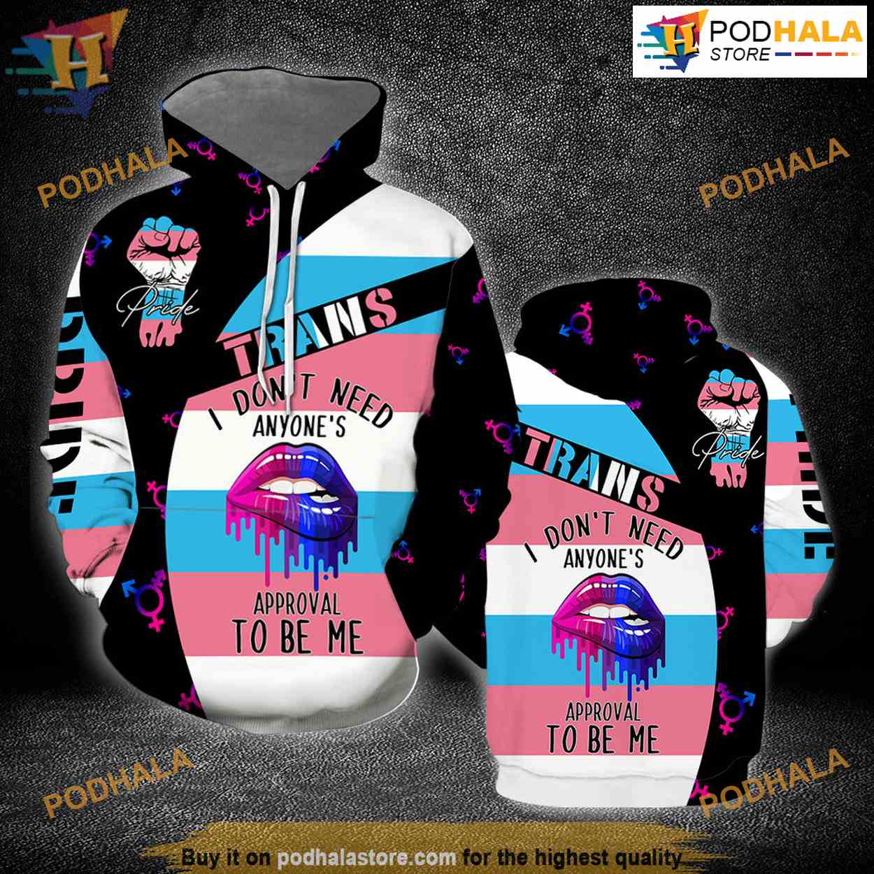 Trans Pride Sexy Lips All Over Printed 3D Hoodie Sweatshirt Trans Pride Sexy Lips All Over Printed 3D Hoodie Sweatshirt