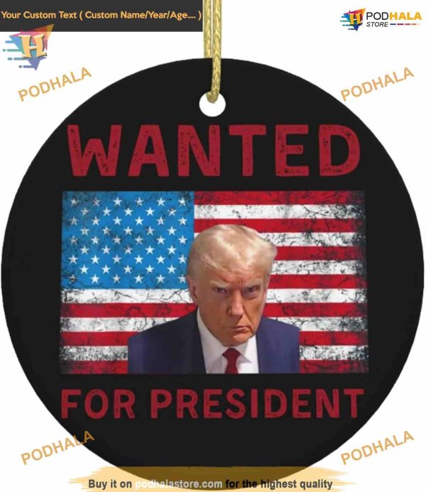Trump 2024 Mug Shot Ornament, Funny Christmas Ornaments 2023