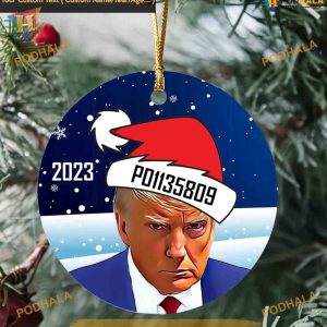 Trump Mugshot 2023 Ornament, Custom Family Christmas Humor Decor