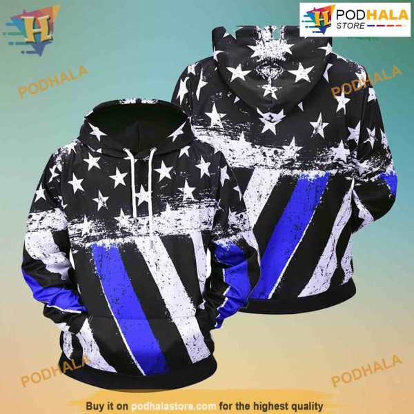 USA Blue And White American Flag All Over Printed 3D Hoodie Sweatshirt