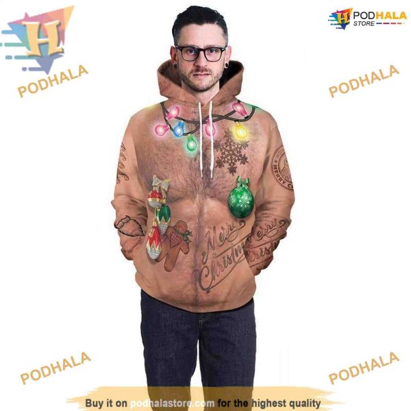 Ugly Chest Xmas 3D Hoodie, Creative Christmas Gifts