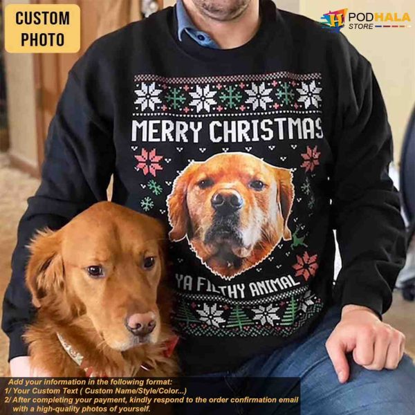 Ugly Christmas Animal Sweatshirt Customized, Funny Xmas Gifts for Pet Owners