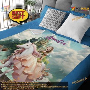 Unicorn Princess Photo Blanket Personalized Name Unicorn Blanket 3
