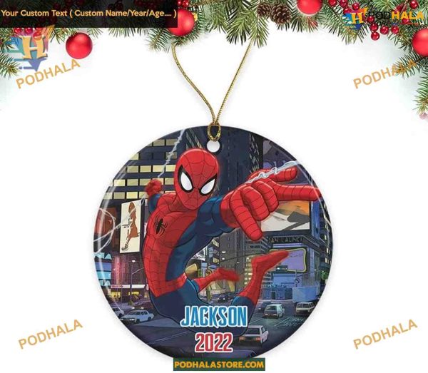 Unique Spiderman 2023 Christmas Ornament, Custom Family Name Keepsake