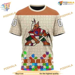 Unisex Autism Fight NHL Arizona Coyotes Arizona Coyotes Hoodie 3D 3
