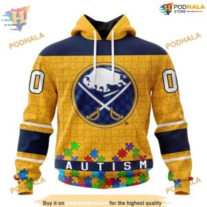Unisex Kits Hockey Autism NHL Specialized Buffalo Sabres Hoodie 3D 1