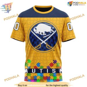 Unisex Kits Hockey Autism NHL Specialized Buffalo Sabres Hoodie 3D 3