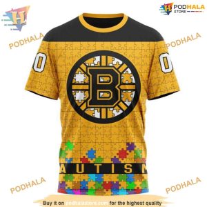 Unisex Specialized NHL Boston Bruins Hoodie 3D Autism Awareness Hockey Merch 3