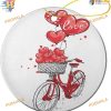 Valentine Bicycle Christmas 2023 Ornament, Heart & Balloons Design