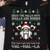 Valhala Xmas Skulls Shirt, Norse Mythology Inspired Matching Family Xmas Shirt