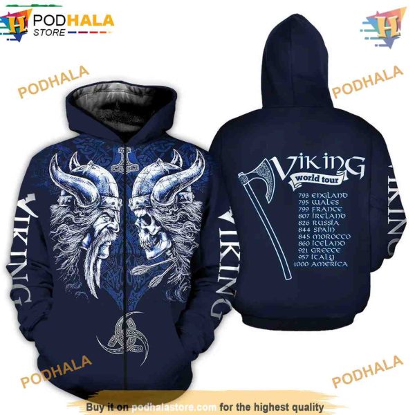 Viking 3D AOP Hoodie, All Over Print & Trending Apparel