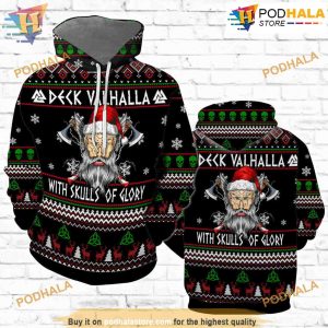 Viking Deck Valhalla 3D Funny Hoodie Christmas, Xmas Gifts