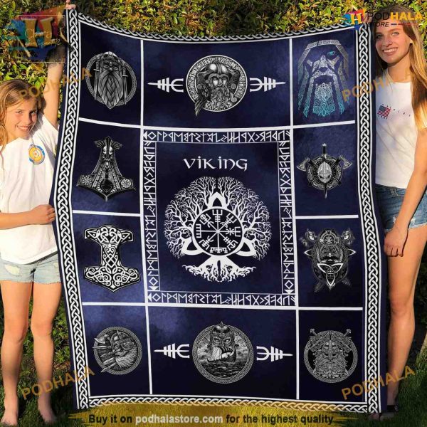 Viking Spirit Warmth, Ragnar & Odin Themed Fleece Blanket