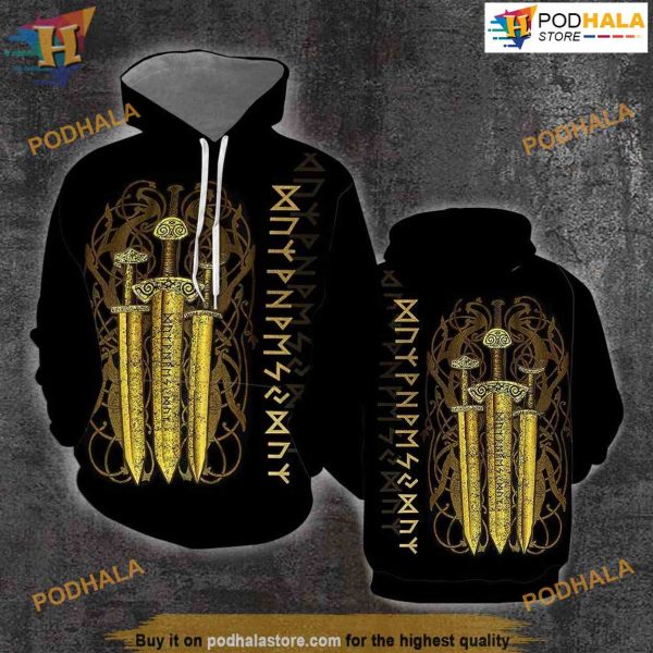 Viking Sword All Over Printed 3D Hoodie Sweatshirt