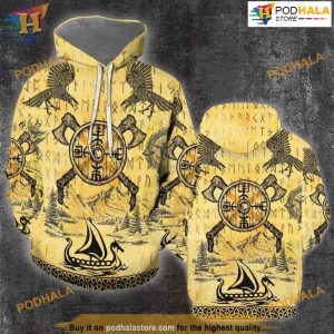 Viking Tattoo Thors Hammer All Over Printed 3D Hoodie Sweatshirt
