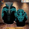 Viking Wolf Turquoise All Over Printed 3D Hoodie Sweatshirt