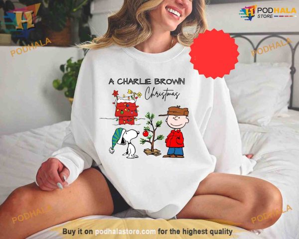Vintage Charlie & Snoopy Cartoon Dog Christmas Sweatshirt, Xmas Gift