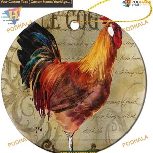 Vintage Cock Chicken Ceramic Christmas Ornament, 2023 Keepsake for Friends