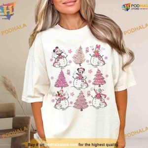 Vintage Disney Pink Christmas Tree Shirt, Best Family Christmas Gifts
