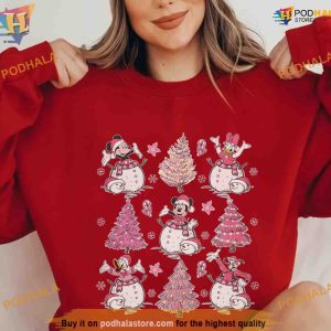 Vintage Disney Pink Christmas Tree Shirt Best Family Christmas Gifts 2
