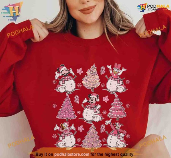 Vintage Disney Pink Christmas Tree Shirt, Best Family Christmas Gifts