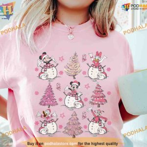 Vintage Disney Pink Christmas Tree Shirt Best Family Christmas Gifts 3
