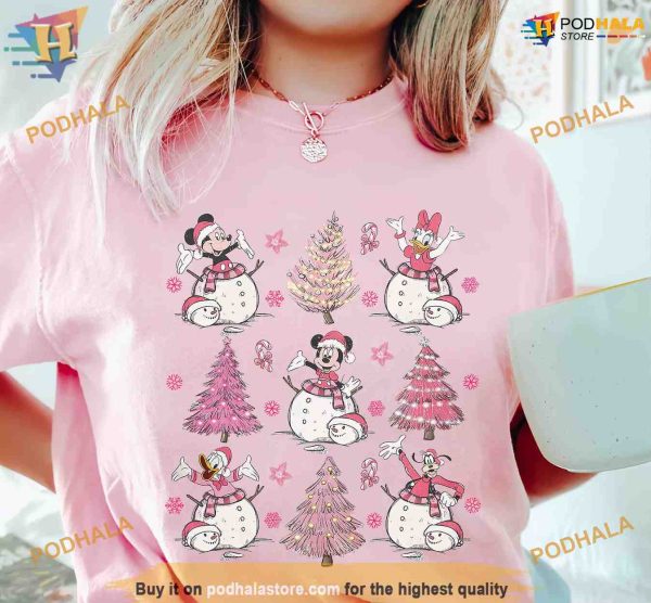 Vintage Disney Pink Christmas Tree Shirt, Best Family Christmas Gifts