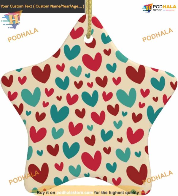Vintage Hearts Christmas 2023 Custom Family Ornaments