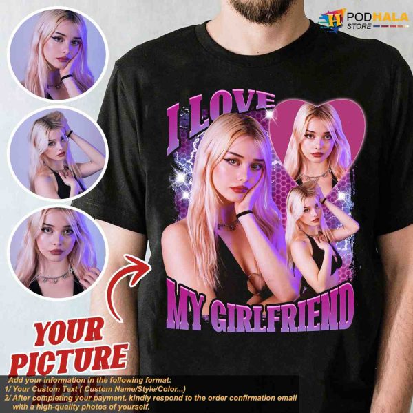 Vintage Love Girlfriend Custom Shirt, Personalized Xmas T-Shirt