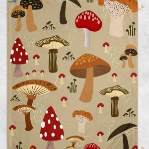 Vintage Mushrooms 70s Throw, Bohemian Hippy Fleece, Funny Xmas Gifts