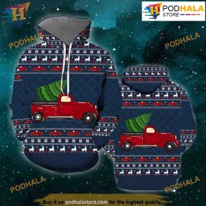 Vintage Red Truck 3D Funny Hoodie Christmas, Xmas Gifts