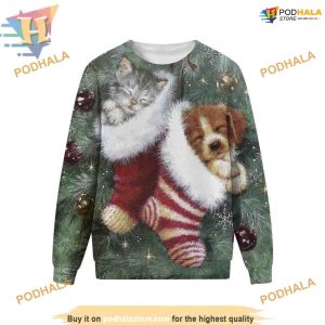 Warm Dog Cat Xmas Sweatshirt 3D Hoodie, Creative Christmas Gifts