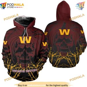 Washington Football Team 3D Hoodie Halloween pumpkin skull print sweatshirt 2
