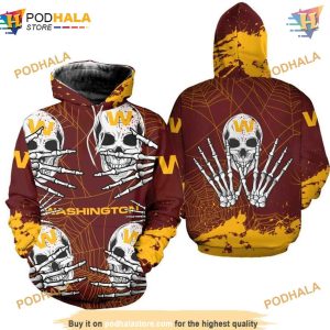 Washington Football Team 3D Hoodie skull for Halloween graphic 2