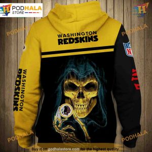 Washington Redskins Skull Zip 3D Hoodie Sweatshirt for fans 2