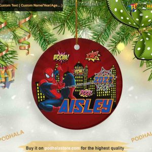 Web-Slinging Hero Personalized Spiderman Ornament, Superhero Holiday Decor