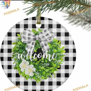 Welcome Spring 2023 Floral Wreath Personalized Family Ornaments