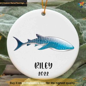 Whale Shark Custom Holiday Ornament, Unique Family Name Decoration
