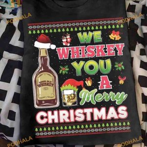 Whiskey Merry Christmas Spirit Shirt, Matching Family Xmas Shirt
