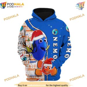 White Blue Nemo Christmas 3D Hoodie Disney Trending Apparel 3
