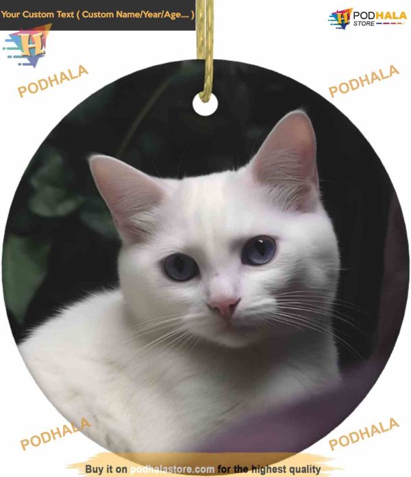 White Cat 2023 Christmas Ornament, Personalized Family Ornaments