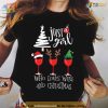 Wine Lover Christmas Glass Shirt, Vino-Themed Family Christmas Shirt Ideas
