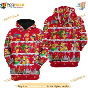 Winne The Pooh Red Christmas Disney 3D Hoodie 1