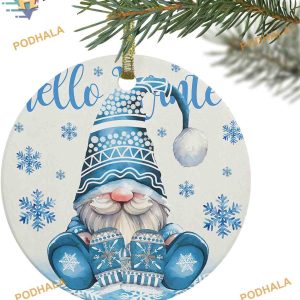 Winter Gnomes 2023 Blue Snowflake Ornaments, Family Christmas Tree Decor